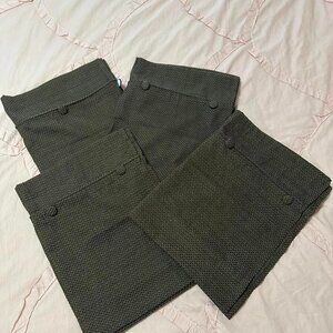 Linden Street vintage brown window valances with tan stitching and button detail